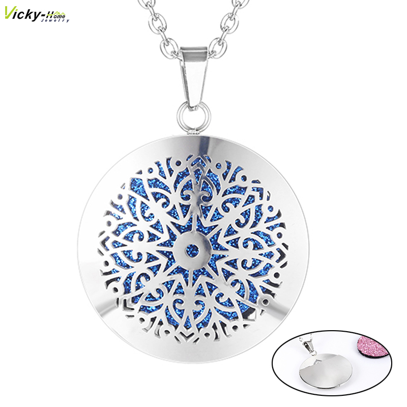 Heart Locket Necklace Photo - ใหม่น้ํามันหอมระเหยน้ํามันหอมระเหยDiffuser Locketสร้อยคอน้ําหอมผู้หญิง 316LสแตนเลสLocket Felt Pads