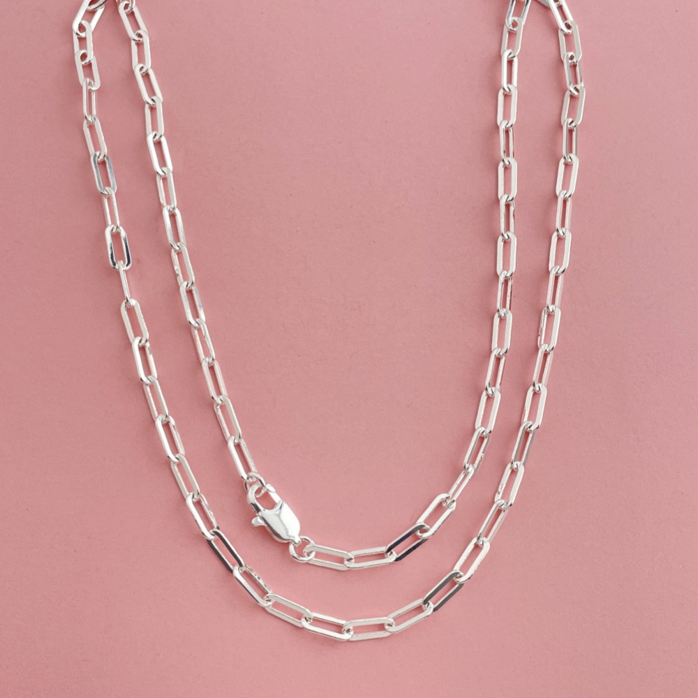 925 Sterling Silver Chain Necklace Men - สร้อยคอเงินแท้ 925 สไตล์แฟชั่นเคป๊อป ขนาดพิเศษ 4 มม.