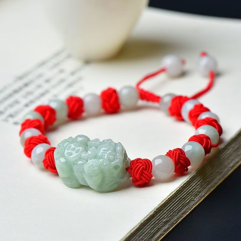 Bracelets - หยกพม่าธรรมชาติ กำไลข้อมือปี่เซียะ เครื่องประดับแฟชั่น หยกแท้ ลูกปัดนำโชค กำไลข้อมือ