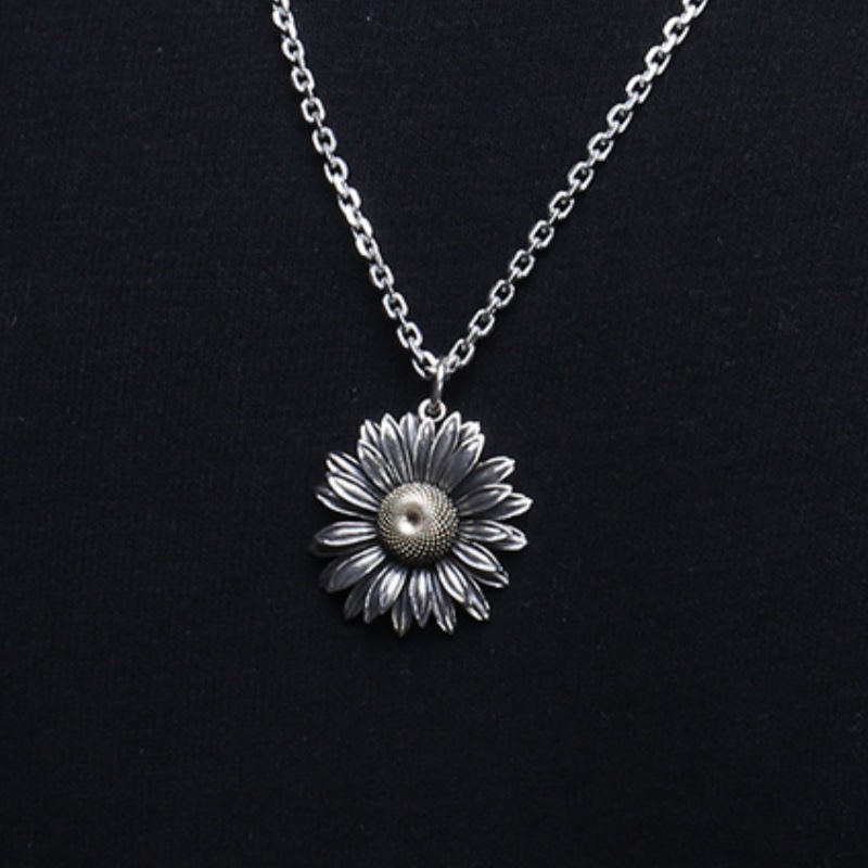 925 Sterling Silver Chain Necklace Men - สร้อยคอเงินแท้ 925 รุ่น Buyee ลายผีเสื้อและดอกไม้ ดีไซน์เรียบง่าย