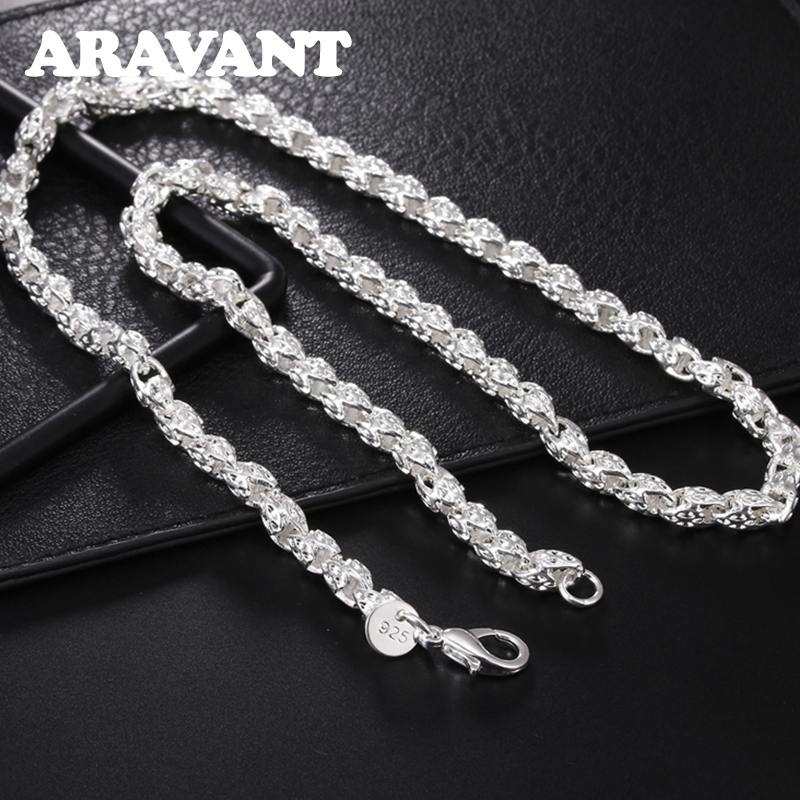 925 Sterling Silver Chain Necklace Men - สร้อยโซ่เงิน925 aravant 5mm สำหรับผู้ชายเครื่องประดับแฟชั่นสำหรับผู้หญิง