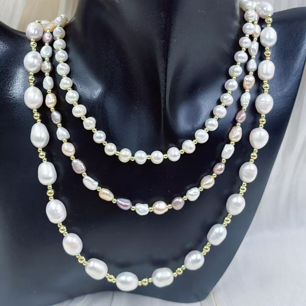 Pearl Choker Necklace Vintage - สำหรับของขวัญเครื่องประดับคุณแม่ สร้อยคอไข่มุกน้ำจืดแท้ธรรมชาติ สีม่วง ชมพู ขาว สำหรับผู้หญิง