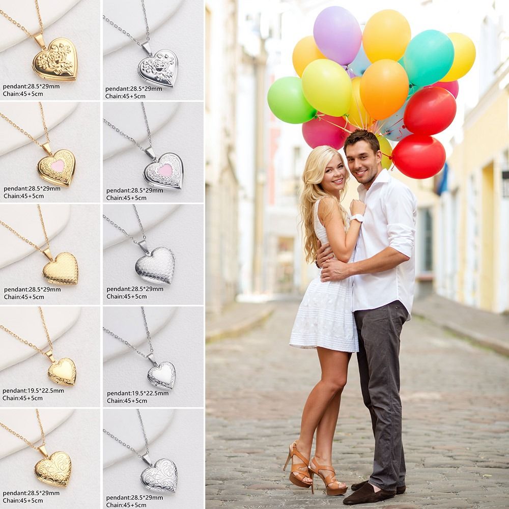 Heart Locket Necklace Photo - สร้อยคอรูปหัวใจแบบทำมือสร้อยล็อคเก็ตรูปภาพใหม่วันวาเลนไทน์สร้อยคอหัวใจดอกไม้เปิดใช้งานสร้อยล็อคเก็ตหัวใจ