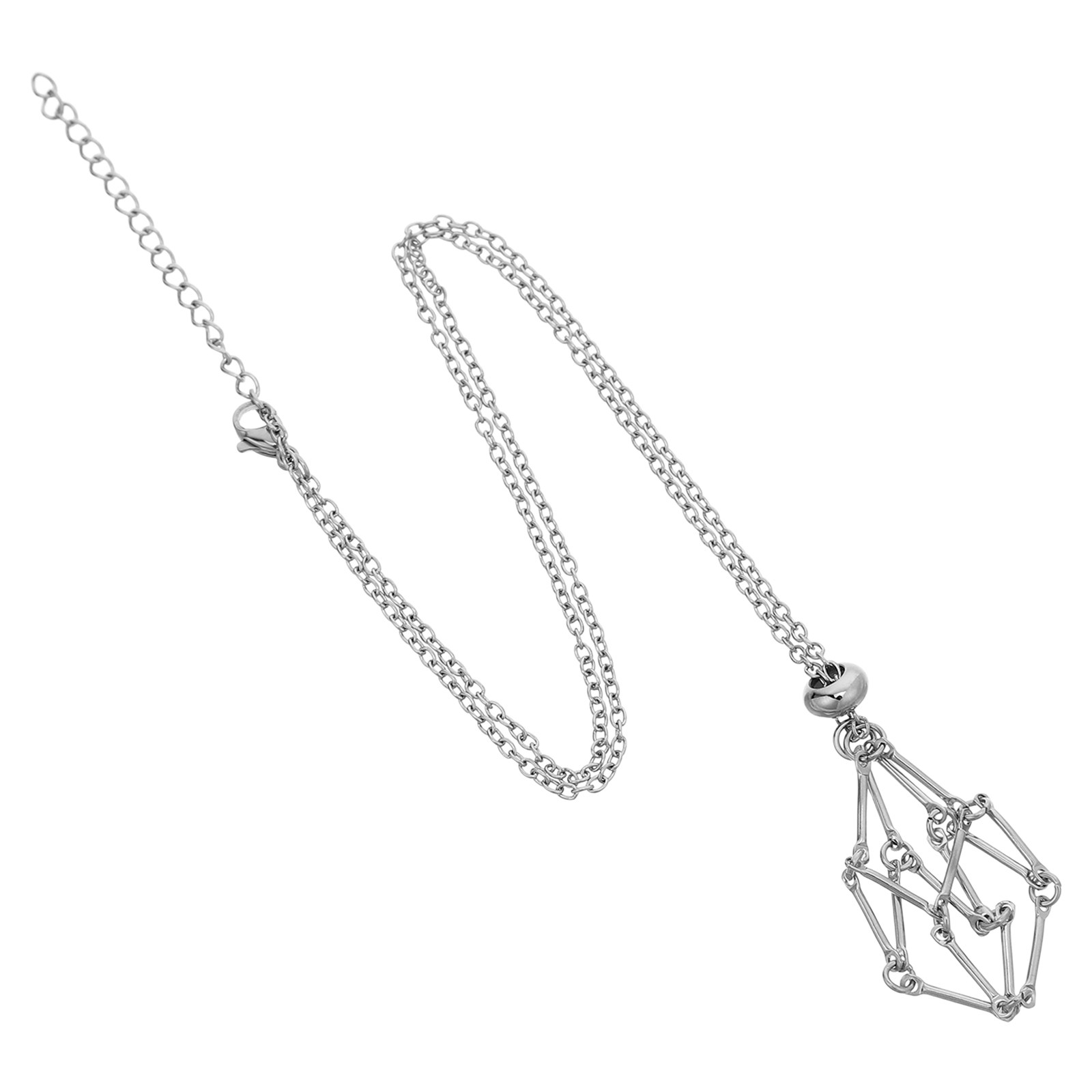 สร้อยคอที่ใส่คริสตัล จี้กรงตาข - Crystal Pendant Necklace Natural Stone บทวิจารณ์และราคา