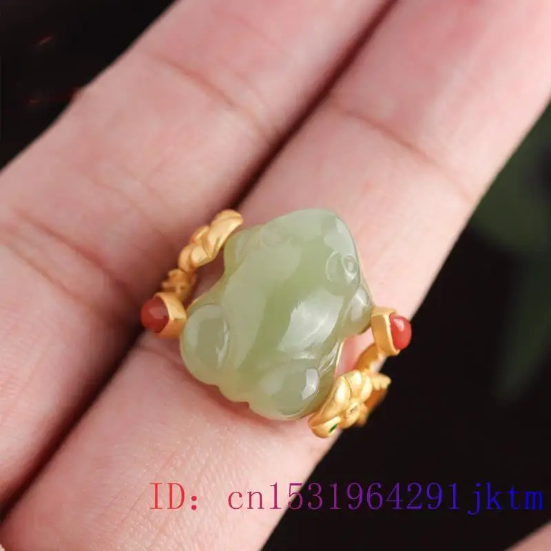 หยกสีเขียวกบแหวน Charms ธรรมชา - Rings บทวิจารณ์และราคา