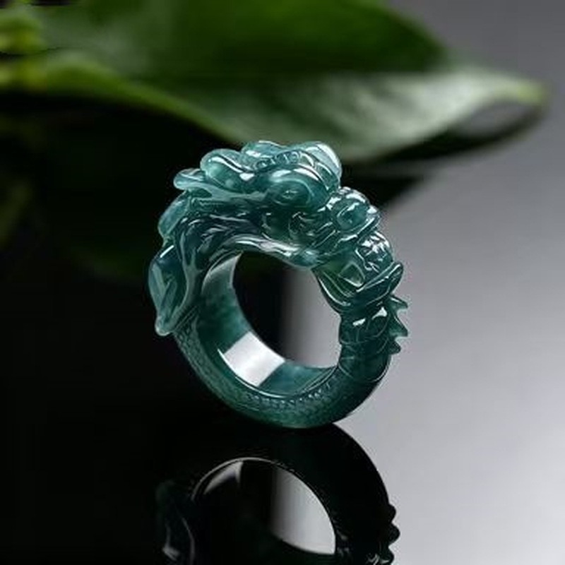 แหวนหยกเจไดต์เกรดเอ ลายมังกรน้ - Rings บทวิจารณ์และราคา
