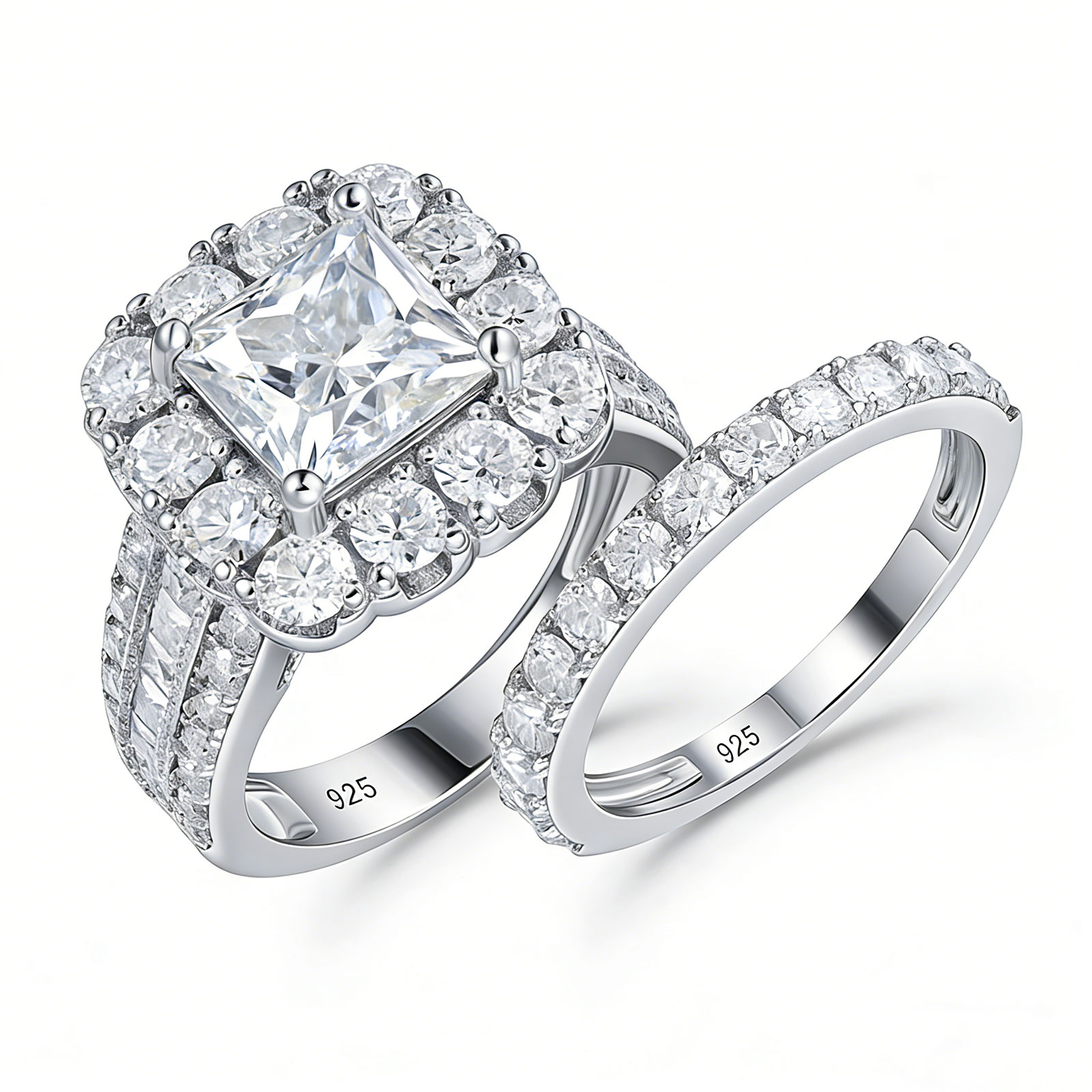 Newshe ชุดแหวนแต่งงานเงินแท้ 9 - Moissanite Engagement Ring 1 Carat บทวิจารณ์และราคา
