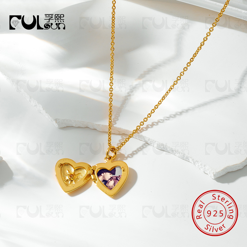 สร้อยคอจี้รูปหัวใจสำหรับใส่รูป - Heart Locket Necklace Photo บทวิจารณ์และราคา