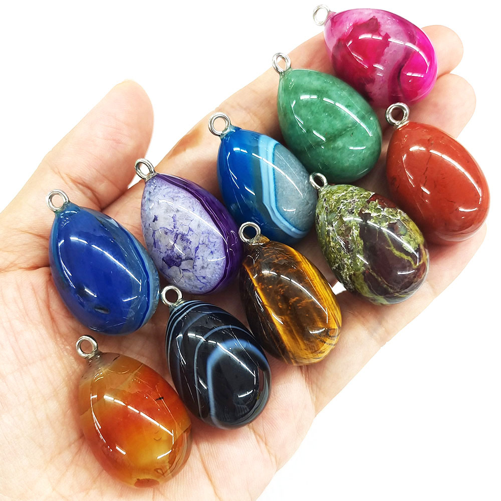 จี้รูปไข่ขนาดเล็ก 30x19 มม. หิ - Crystal Pendant Necklace Natural Stone บทวิจารณ์และราคา
