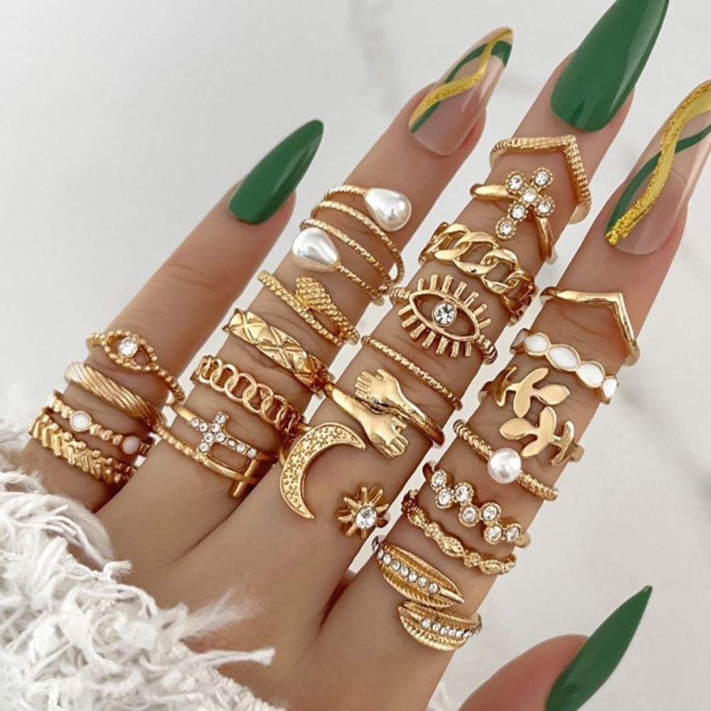 ชุดแหวนวินเทจพังก์ 23 ชิ้น/ชุด - Vintage Punk Knuckle Rings Set บทวิจารณ์และราคา