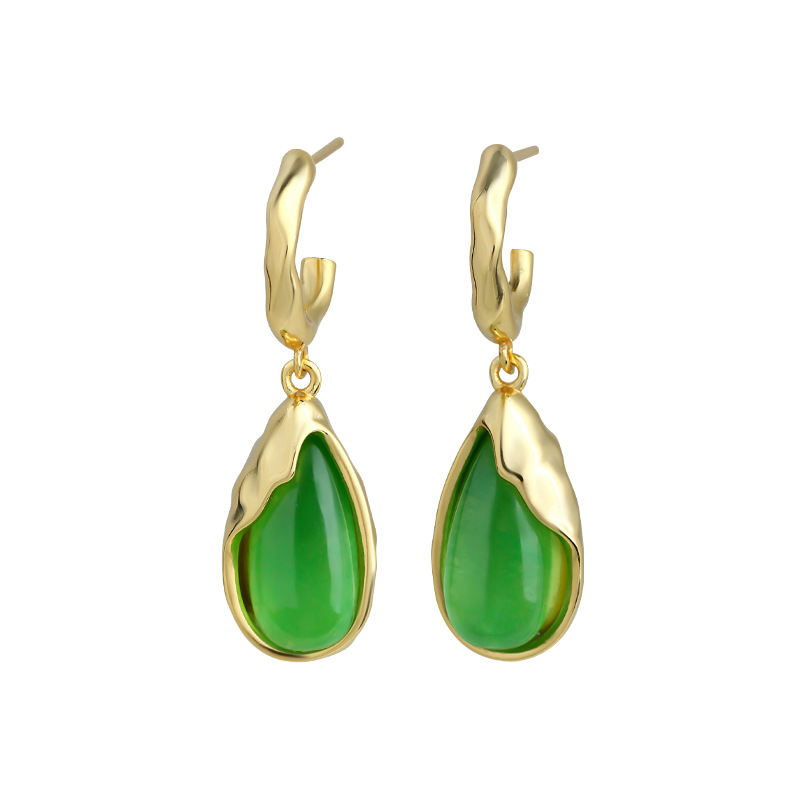 ต่างหูหยดน้ำหยกแท้สีเขียว ของข - Earrings บทวิจารณ์และราคา
