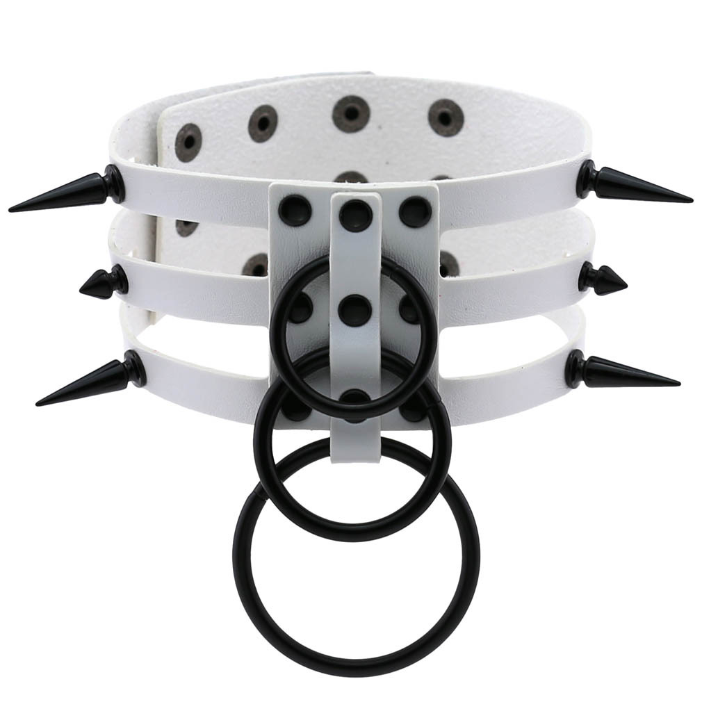 แฟชั่นผู้หญิงสีดำผู้ชาย Rivet  - Goth Punk Spike Choker บทวิจารณ์และราคา