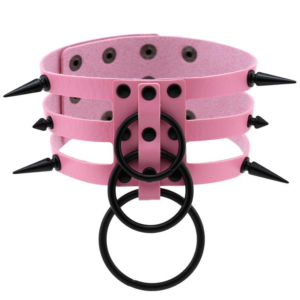 แฟชั่นผู้หญิงสีดำผู้ชาย Rivet  - Goth Punk Spike Choker บทวิจารณ์และราคา