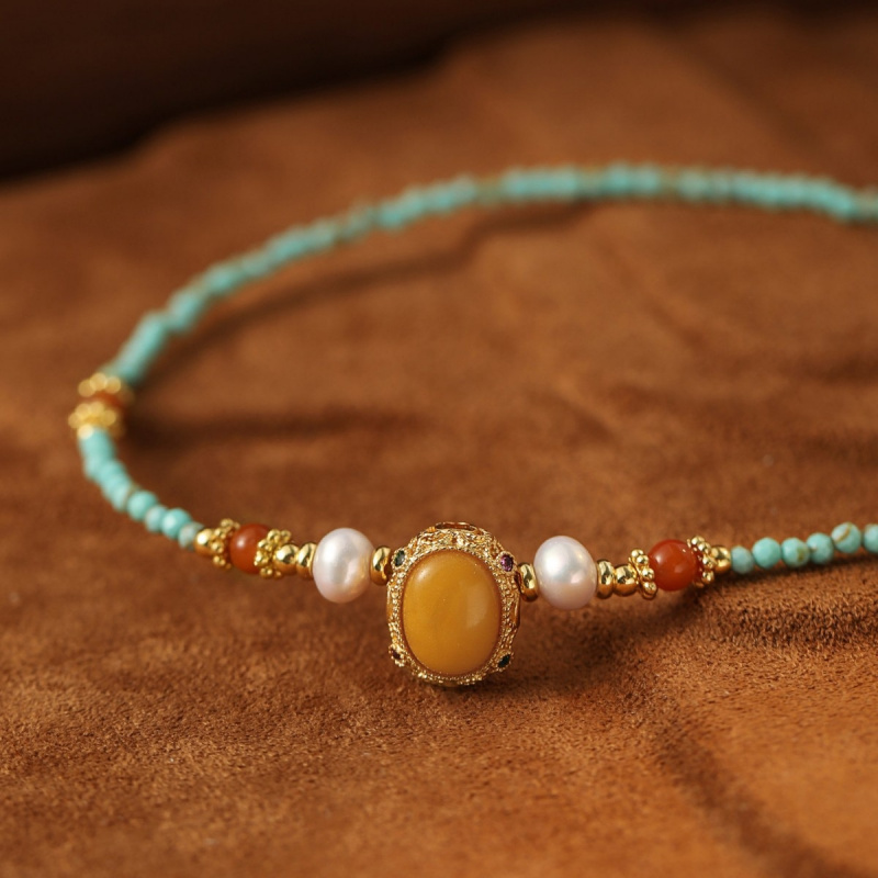 สร้อยคอไข่มุกน้ำจืดธรรมชาติสีฟ - Pearl Choker Necklace Vintage บทวิจารณ์และราคา
