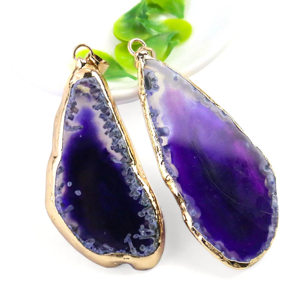 จี้คริสตัลอาเกตธรรมชาติ งานฝีม - Crystal Pendant Necklace Natural Stone บทวิจารณ์และราคา