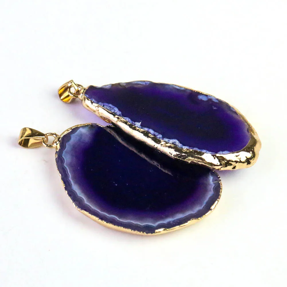 จี้คริสตัลอาเกตธรรมชาติ งานฝีม - Crystal Pendant Necklace Natural Stone บทวิจารณ์และราคา