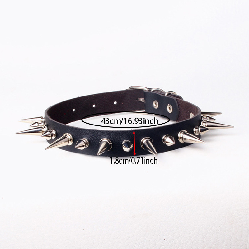 โชคเกอร์หนังเทียมประดับหมุดแหล - Goth Punk Spike Choker บทวิจารณ์และราคา