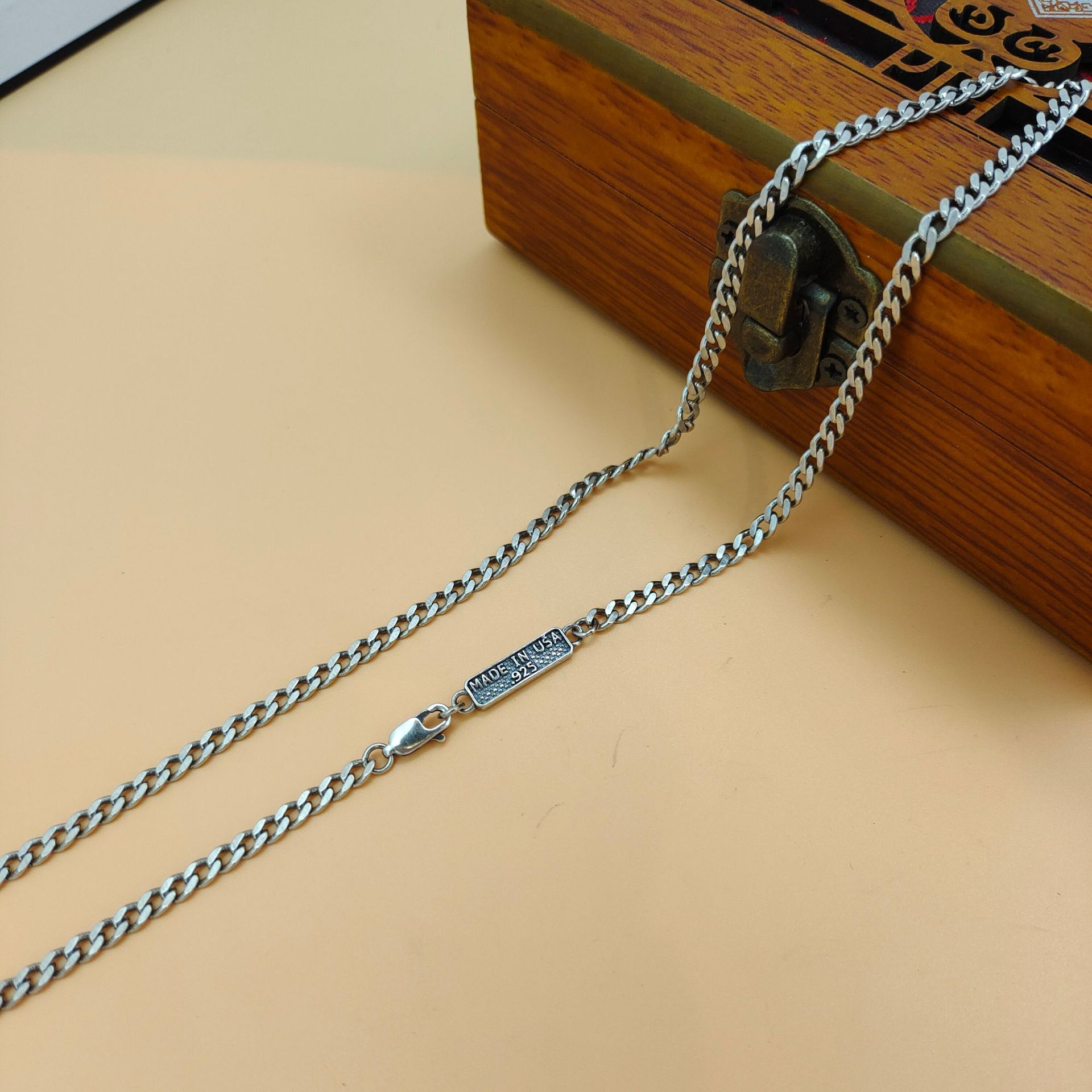 สร้อยคอจี้เงินแท้ S925 สไตล์เร - 925 Sterling Silver Chain Necklace Men บทวิจารณ์และราคา