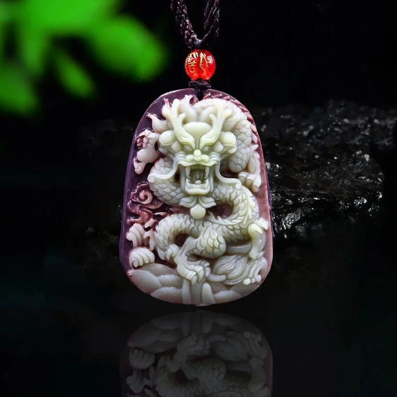 สีม่วง Robe หยกมังกรจี้สร้อยคอ - Necklaces บทวิจารณ์และราคา