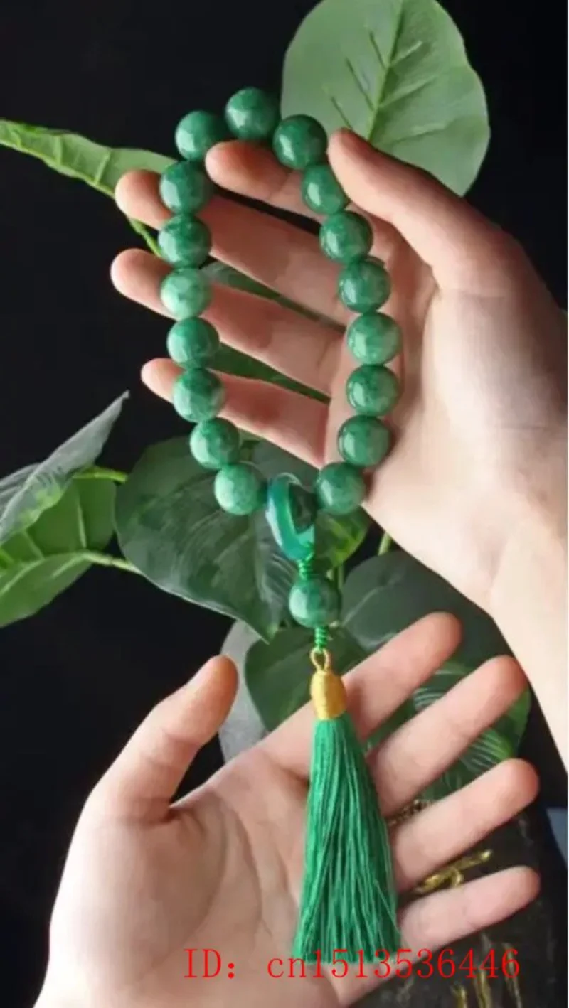 หินหยกสีเขียว 12 มม.ลูกปัดสร้อ - Bracelets บทวิจารณ์และราคา